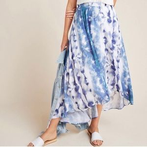 NWT Anthropologie hutch tie dye hi low skirt mp medium blue new pockets hi low